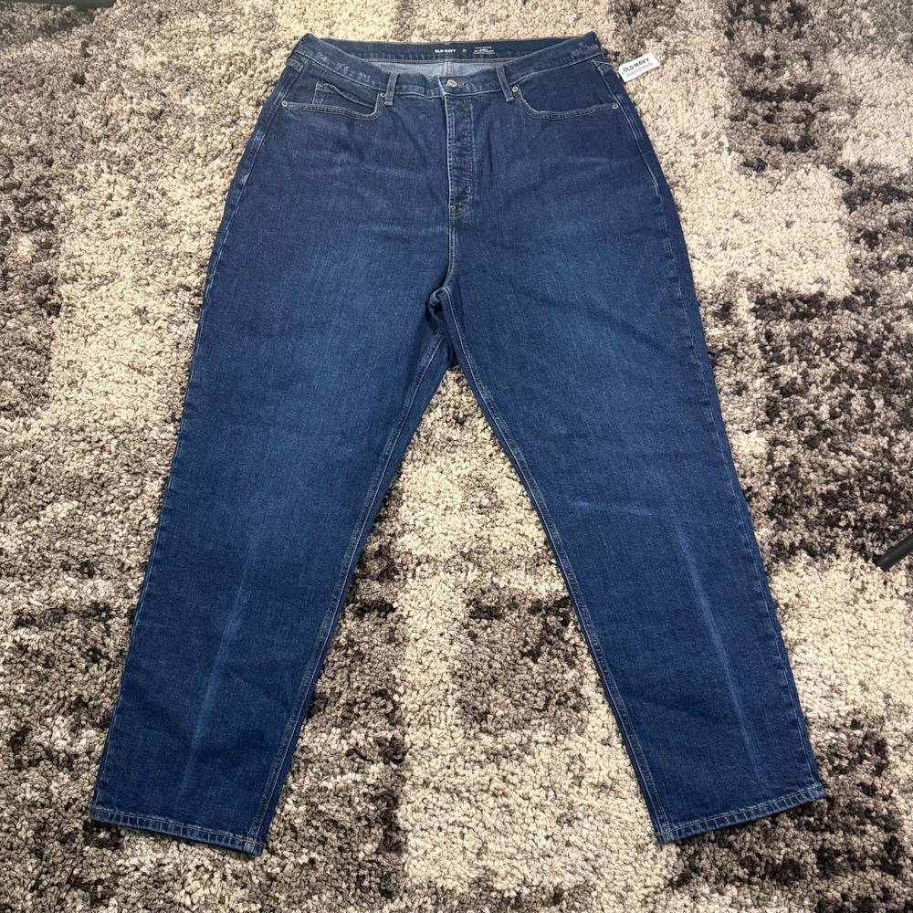 Old Navy Curvy Sky-Hi Straight Extra High Rise Jeans Dark Wash 18 Tall